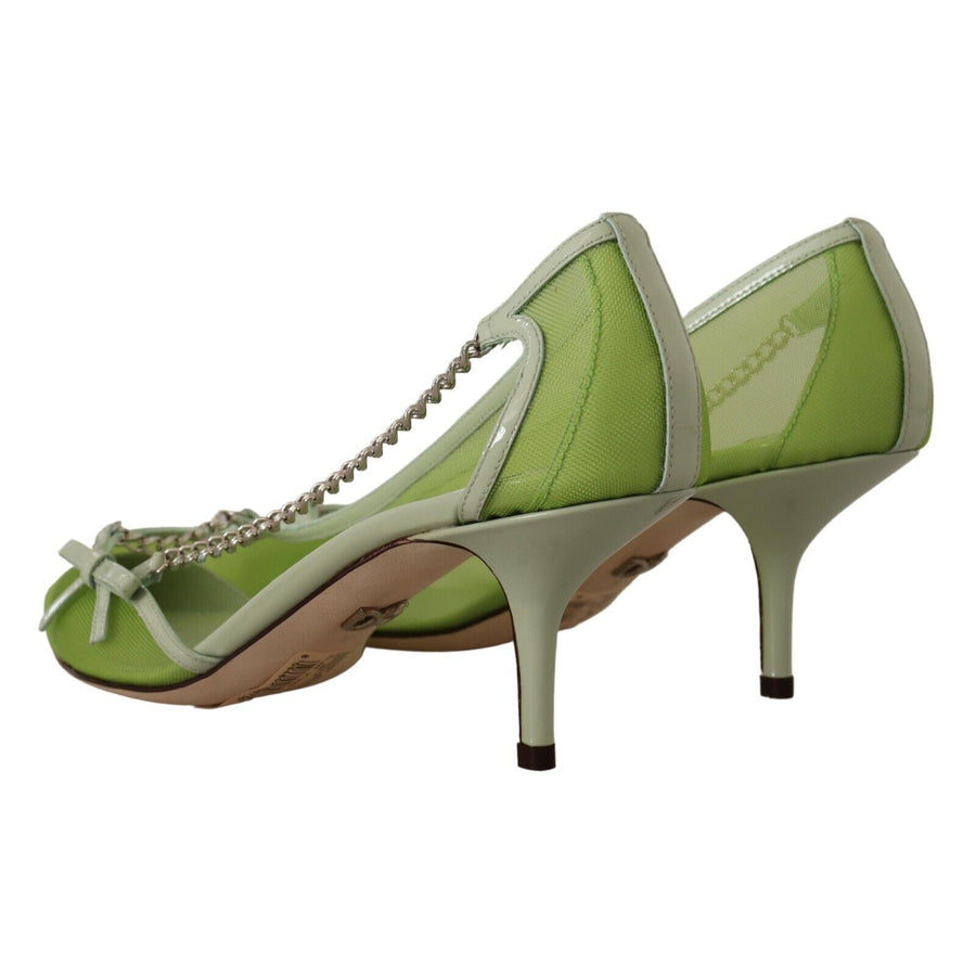 Dolce & Gabbana Enchanting Green Mesh Chain Pumps