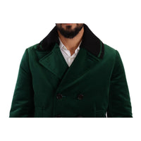 Dolce & Gabbana Elegant Velvet Double Breasted Overcoat