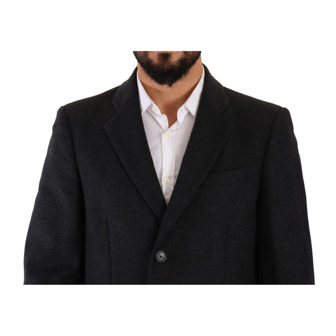 Dolce & Gabbana Elegant Dark Grey Woolen Overcoat