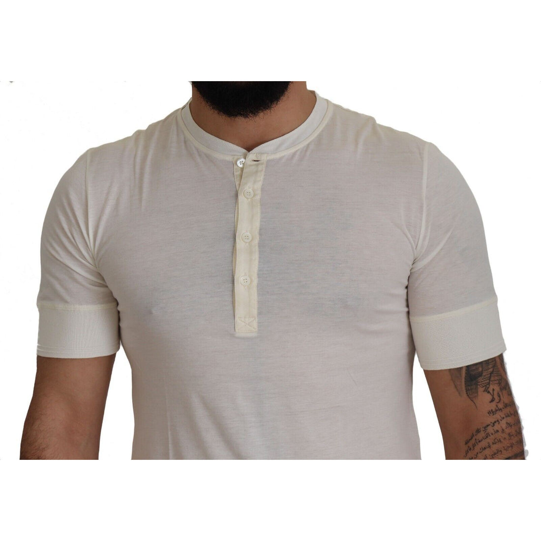 Dolce & Gabbana Elegant Off-White Silk Blend Crew Neck Tee