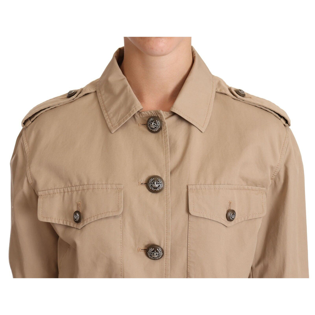 Dolce & Gabbana Elegant Cropped Cotton Jacket in Beige