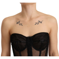 Dolce & Gabbana Black Viscose Bustier Corset Strapless Top