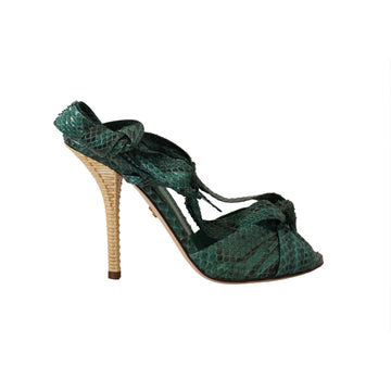 Dolce & Gabbana Emerald Exotic Leather Heeled Sandals