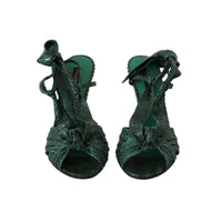 Dolce & Gabbana Emerald Exotic Leather Heeled Sandals