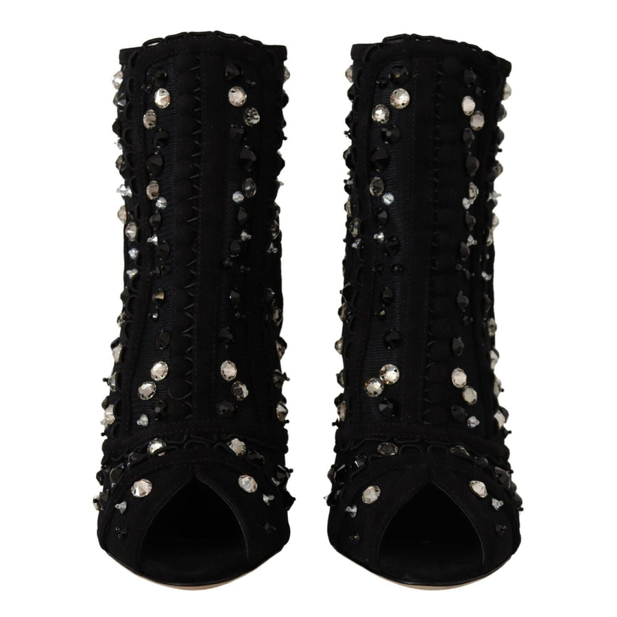 Dolce & Gabbana Embellished Crystal Short Boots