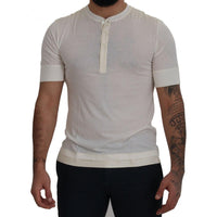 Dolce & Gabbana Elegant Off-White Silk Blend Crew Neck Tee