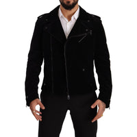 Dolce & Gabbana Sleek Black Cotton Biker Jacket