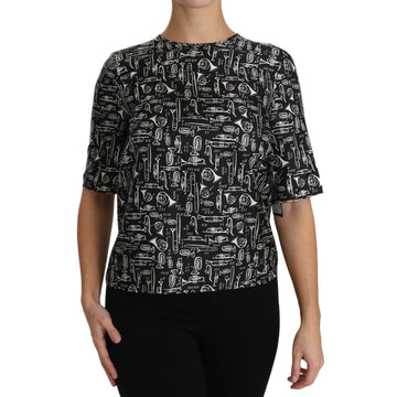 Dolce & Gabbana Exquisite Trumpet Print Silk Blouse