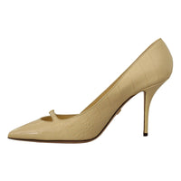 Dolce & Gabbana Chic Pointed Toe Leather Pumps in Sunshine Yellow