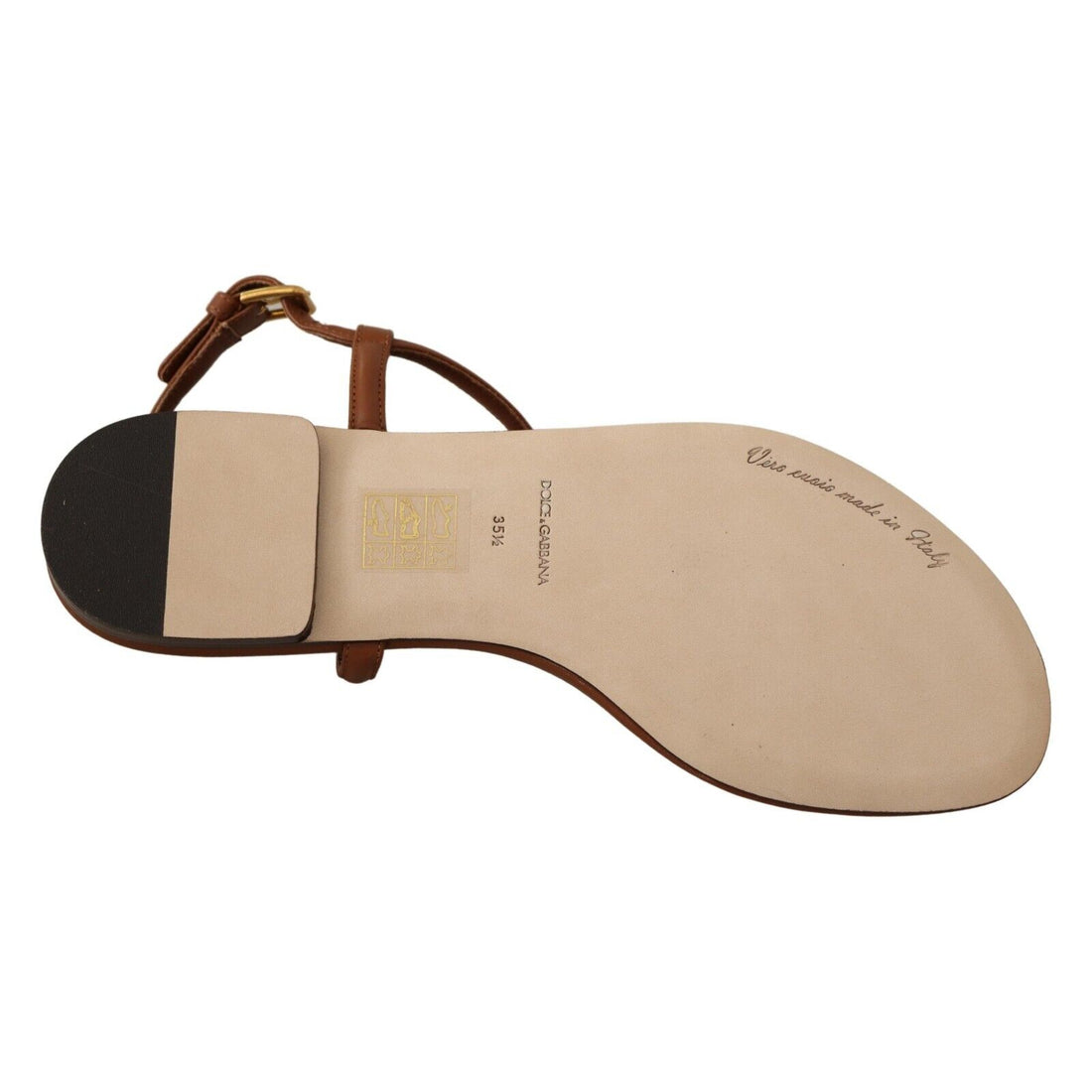 Dolce & Gabbana Elegant Leather T-Strap Flat Sandals