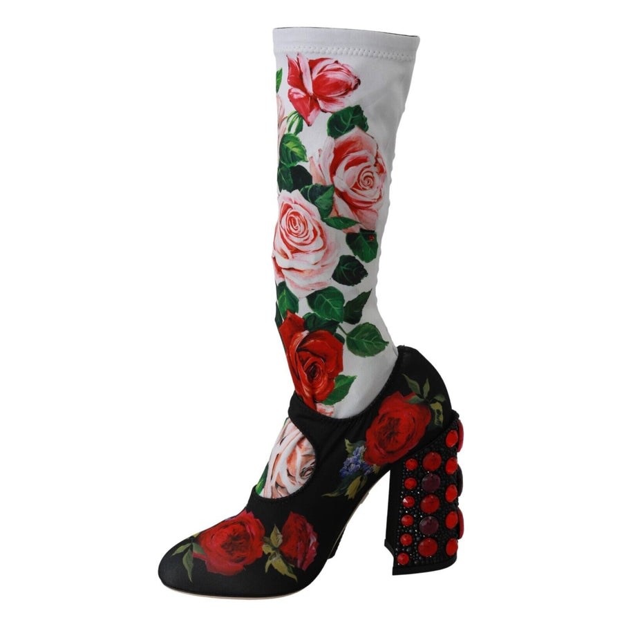 Dolce & Gabbana Floral Embellished Socks Boots