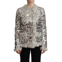 Dolce & Gabbana Chic Silver Sequined Jacket Coat