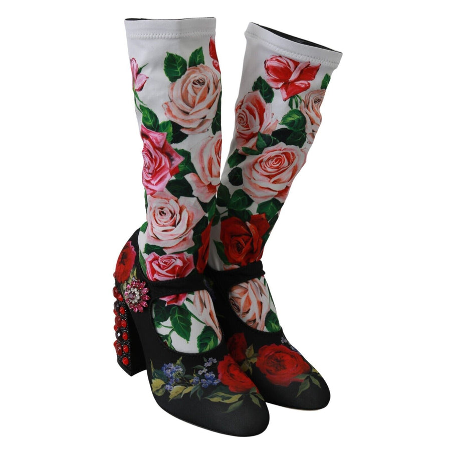 Dolce & Gabbana Floral Embellished Socks Boots