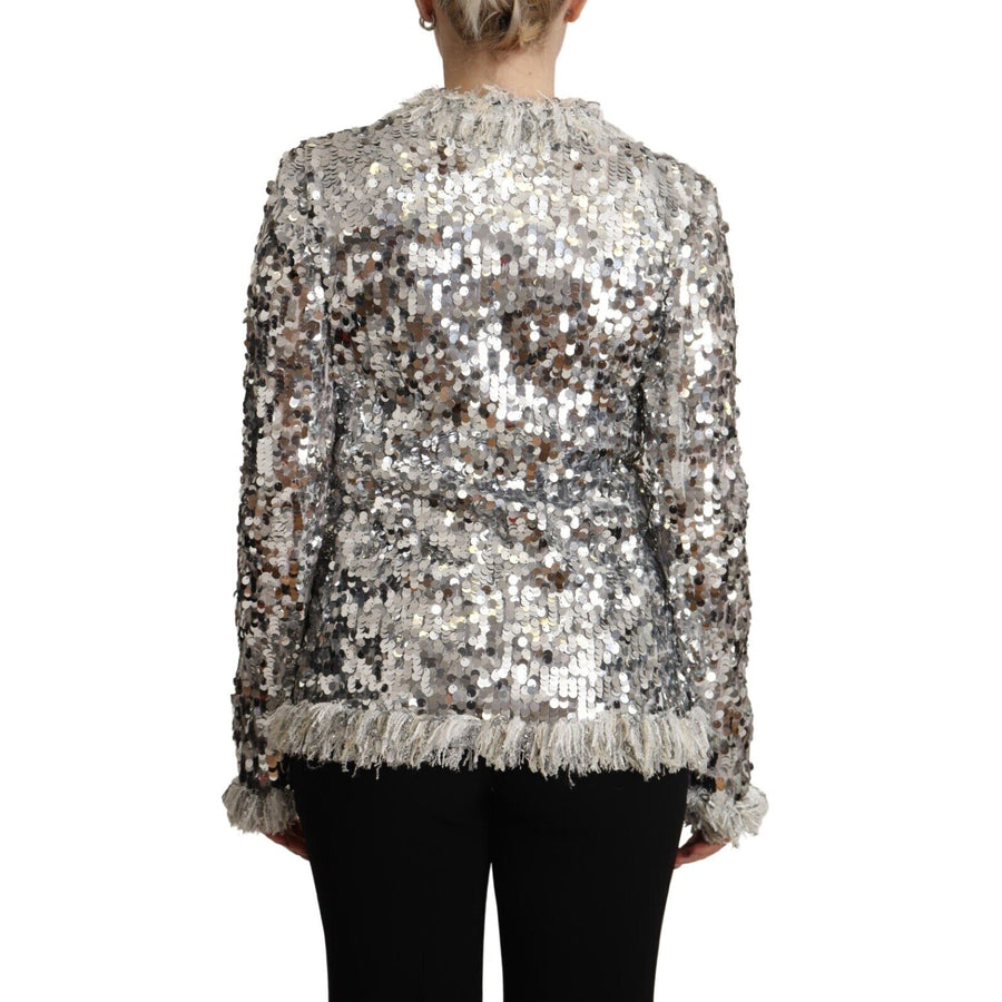 Dolce & Gabbana Chic Silver Sequined Jacket Coat