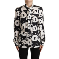 Dolce & Gabbana Chic Panda Print Silk Blouse