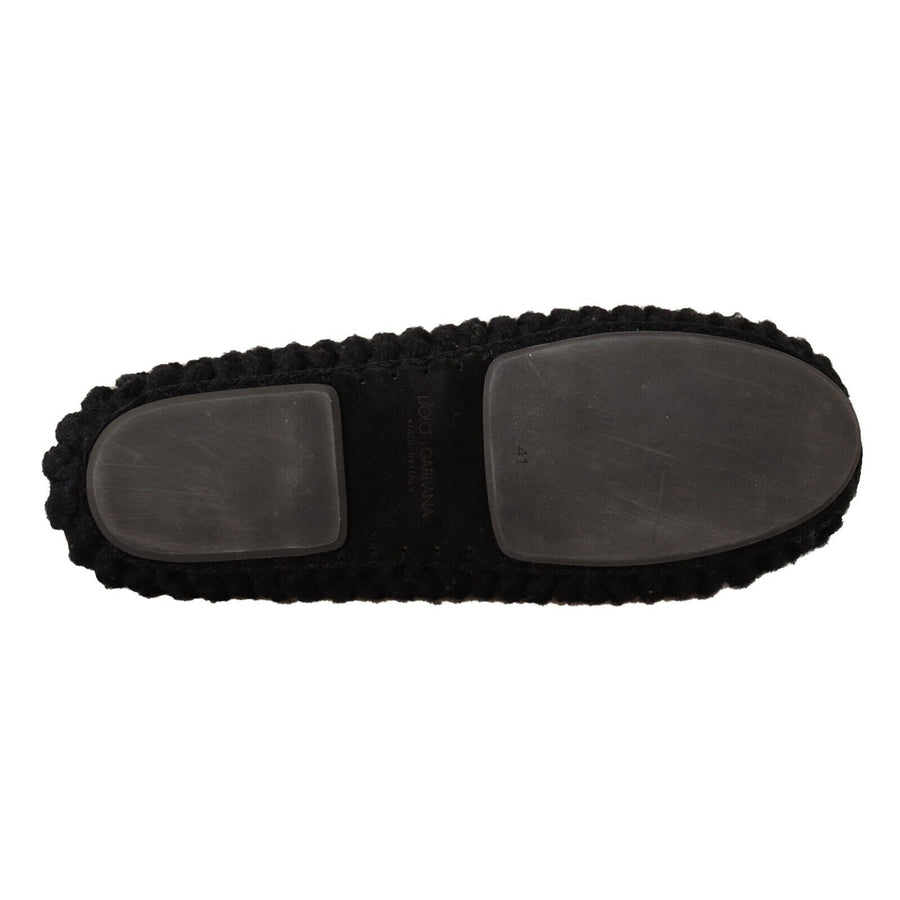 Dolce & Gabbana Elegant Black Wool Knit Ballet Flats