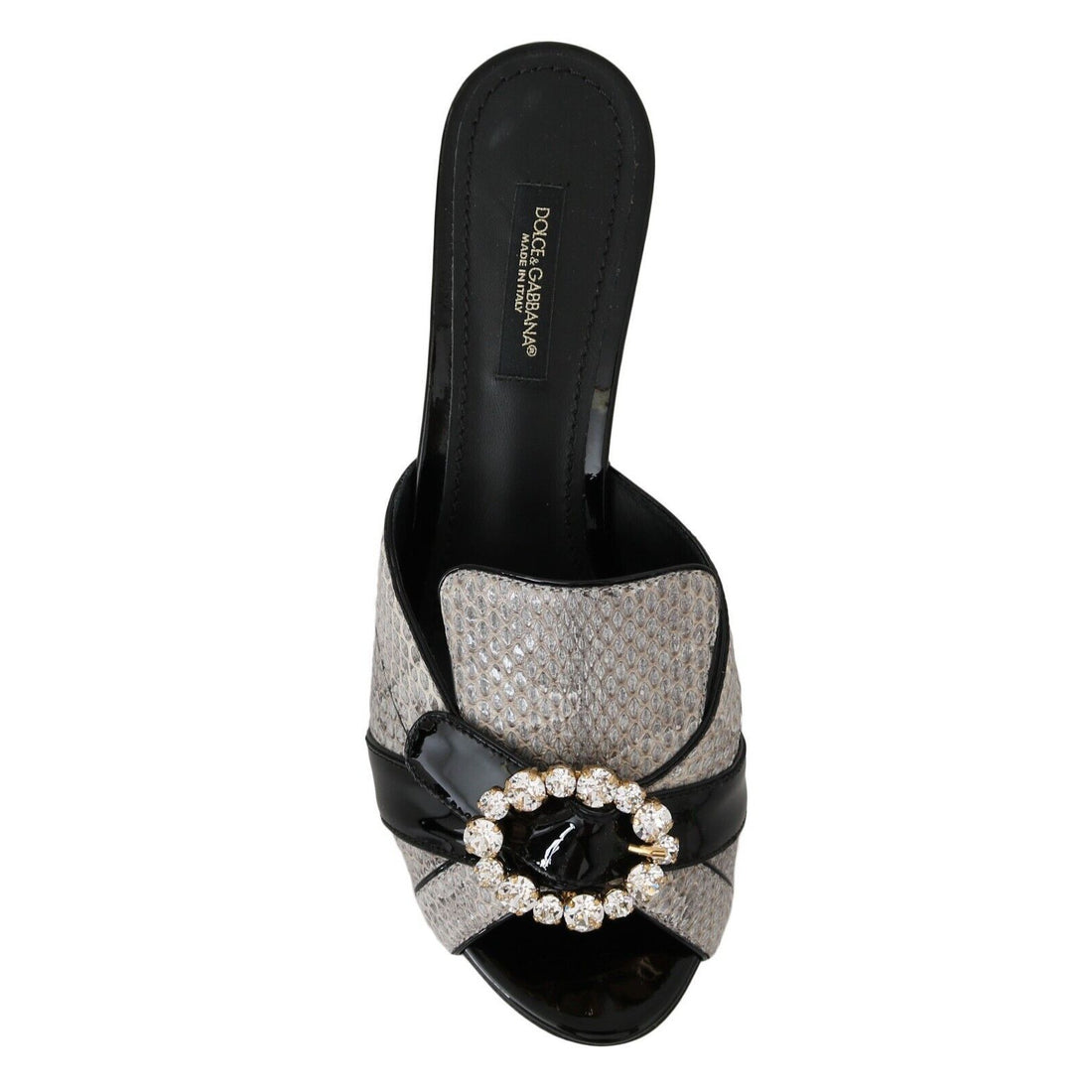 Dolce & Gabbana Crystal-Embellished Exotic Leather Sandals