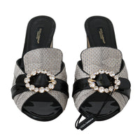 Dolce & Gabbana Crystal-Embellished Exotic Leather Sandals