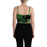 Dolce & Gabbana Elegant Leaf Print Halter Cropped Top