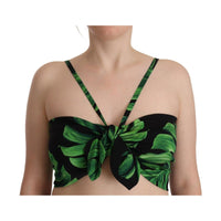 Dolce & Gabbana Elegant Leaf Print Halter Cropped Top