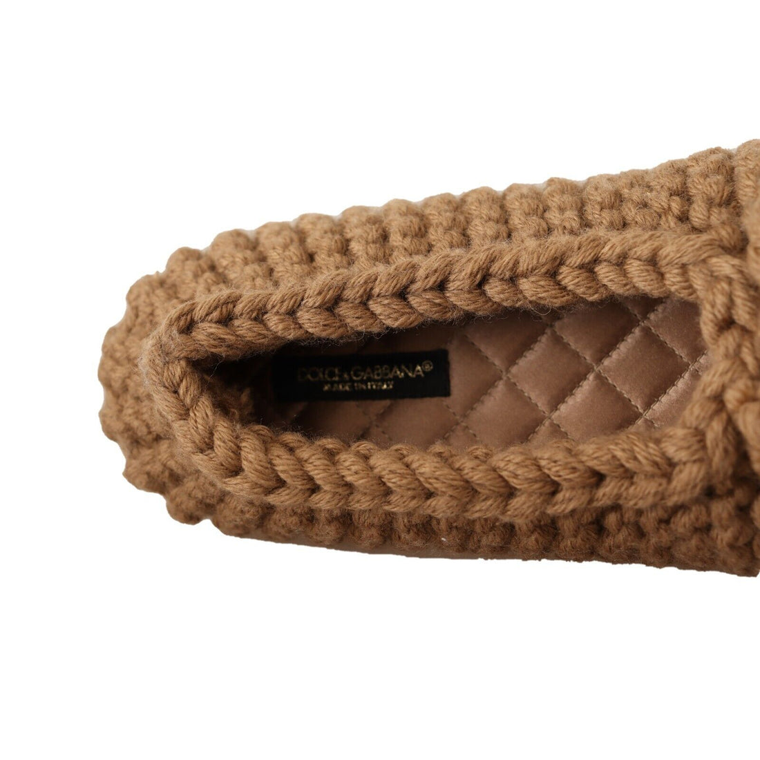 Dolce & Gabbana Elegant Wool Knit Ballerina Flats in Brown