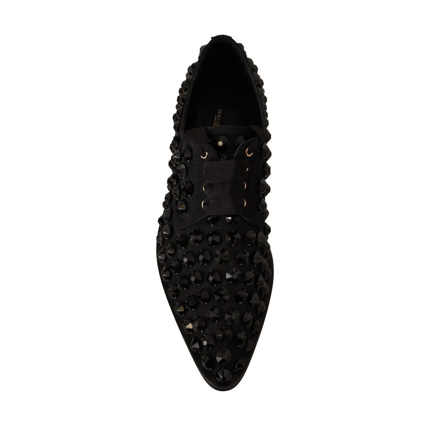 Dolce & Gabbana Elegant Gros Grain Lace-Up Jeweled Flats