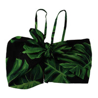 Dolce & Gabbana Elegant Leaf Print Halter Cropped Top