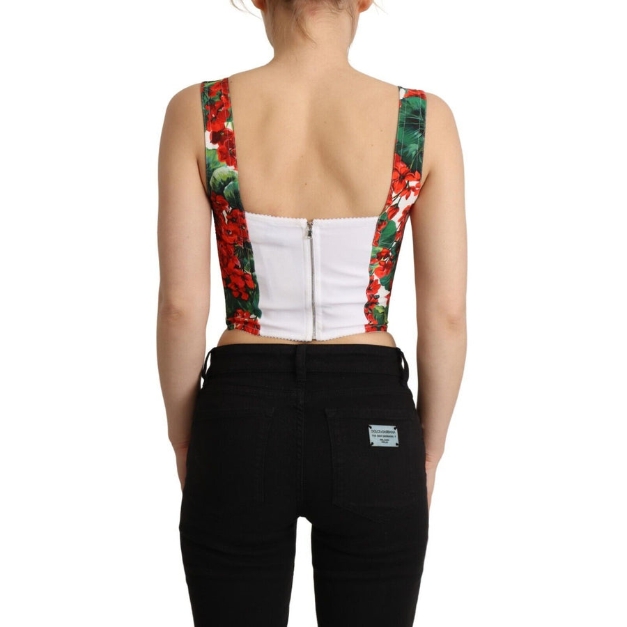 Dolce & Gabbana Elegant Red Cropped Top with Geranium Print