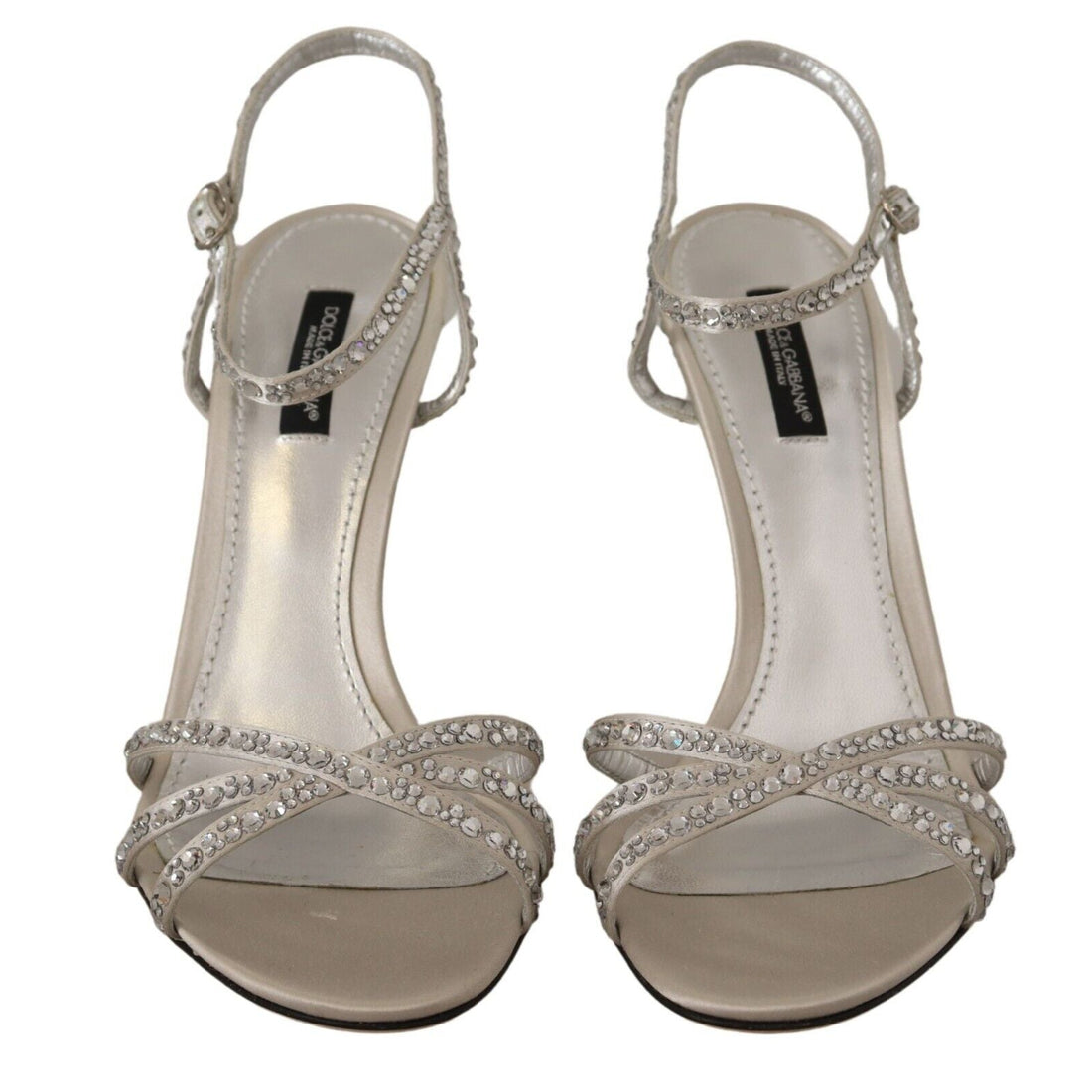 Dolce & Gabbana Crystal-Embellished Silk Blend Heels
