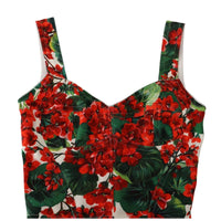 Dolce & Gabbana Elegant Red Cropped Top with Geranium Print