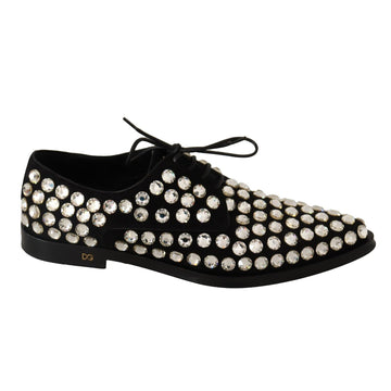 Dolce & Gabbana Elegant Crystal-Embellished Lace-Up Flats