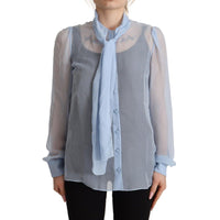 Dolce & Gabbana Elegant Silk Ascot Collar Blouse