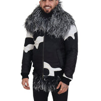 Dolce & Gabbana Elegant Shearling Zip Jacket in Black & White