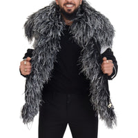 Dolce & Gabbana Elegant Shearling Zip Jacket in Black & White