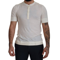 Dolce & Gabbana Elegant Off-White Silk Blend Crew Neck Tee