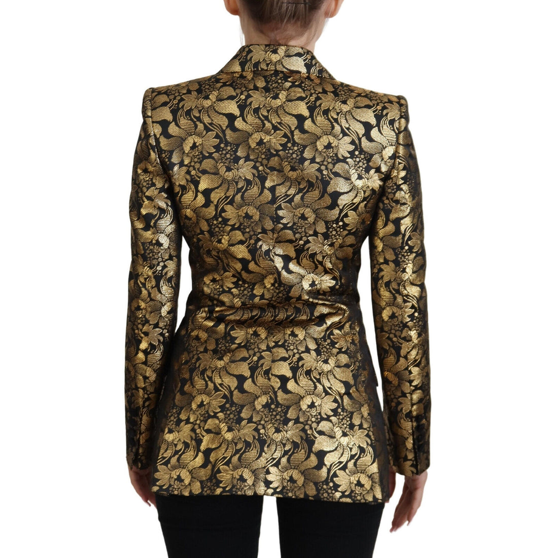 Dolce & Gabbana Elegant Black and Gold Floral Jacket