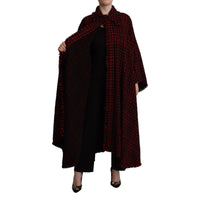 Dolce & Gabbana Elegant Red & Black Long Sleeve Overcoat Jacket