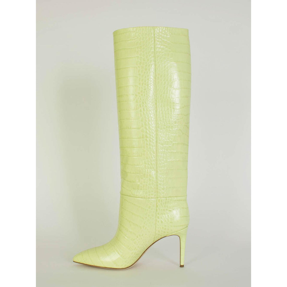 Paris Texas Elegant Lime Croco Leather High Stiletto Boots