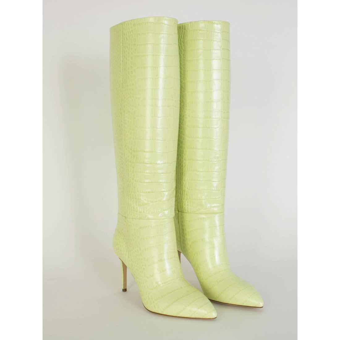 Paris Texas Elegant Lime Croco Leather High Stiletto Boots