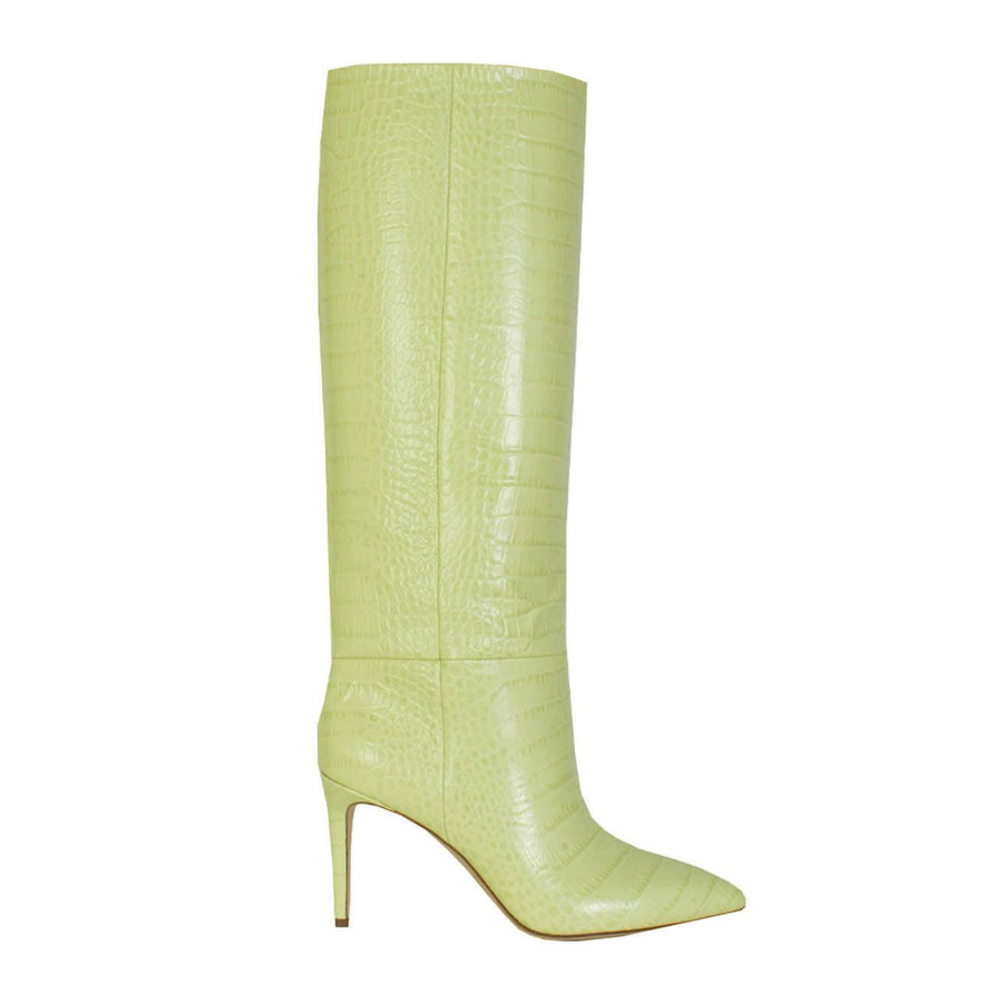 Paris Texas Elegant Lime Croco Leather High Stiletto Boots