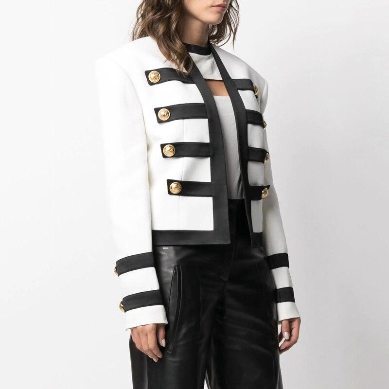Veste Blanche avec Bandage Noir Boutons Lion Sur Poignetss - Paris Deluxe